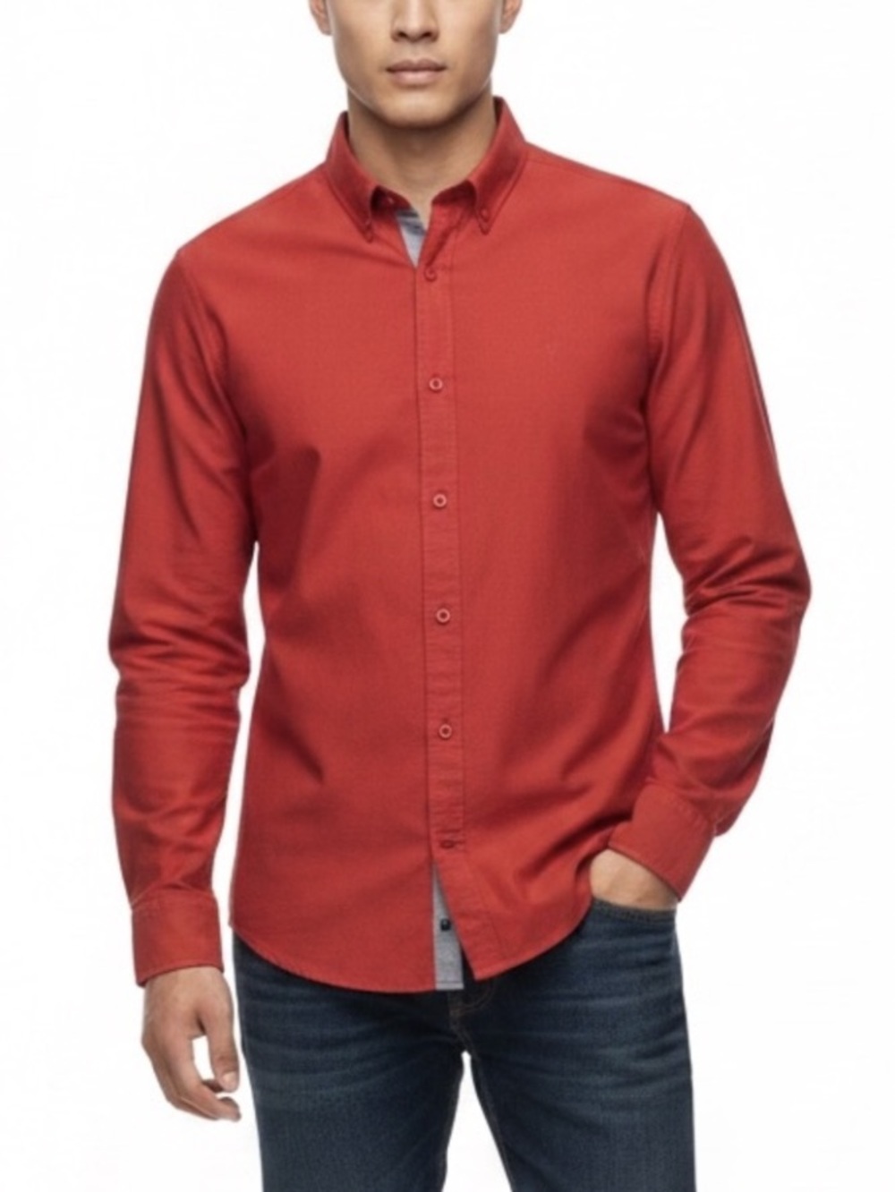 Tommy Hilfiger EUC Bright Red Long-Sleeve Dress Shirt